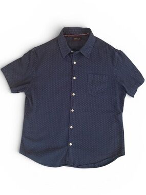 Jachs New York  navy and red button-up short sleeve cotton/ linen shirt casual